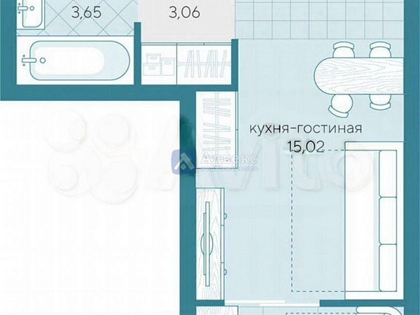 Квартира студия, 24 м²