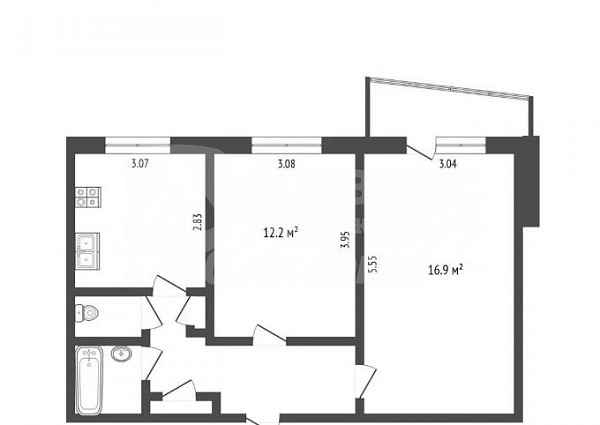 2-к квартира, 50 кв.м.