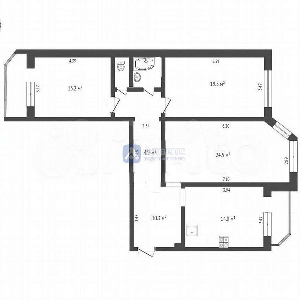 3-к квартира, 96 кв.м. 3-к квартира, 96 кв.м.