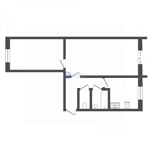 Квартира 2-комн., 43.5 м²