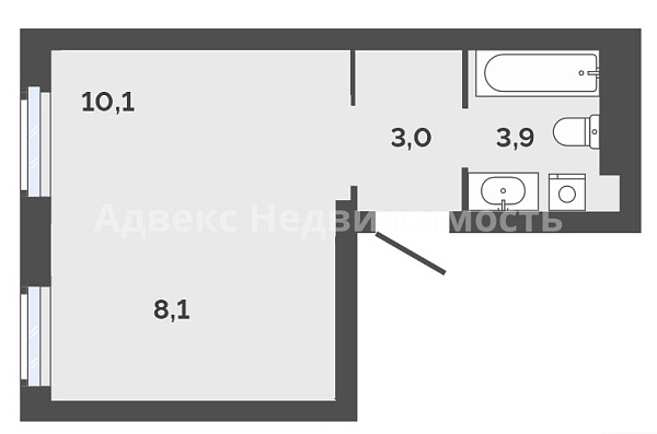 Квартира студия, 25.5 м²