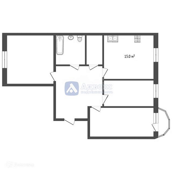 Квартира 3-комн., 84.7 м²
