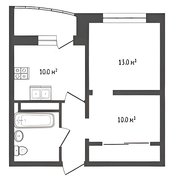 1-к квартира, 41 кв.м.