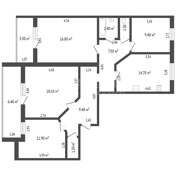 Квартира 4-комн., 95.2 м²