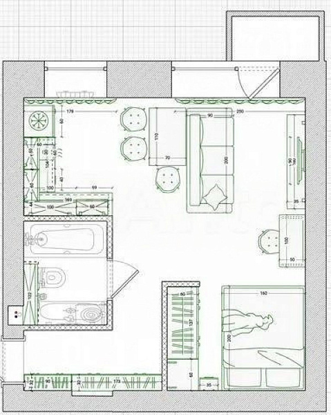 1-к квартира, 30 кв.м.