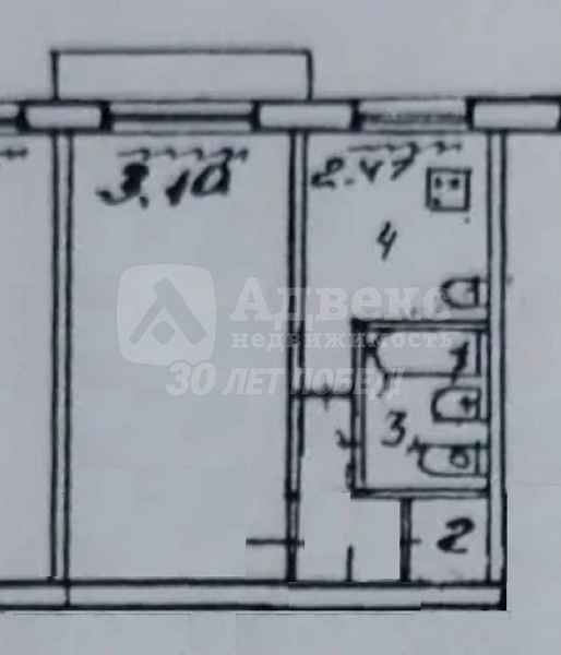 Квартира 1-комн., 29.5 м²