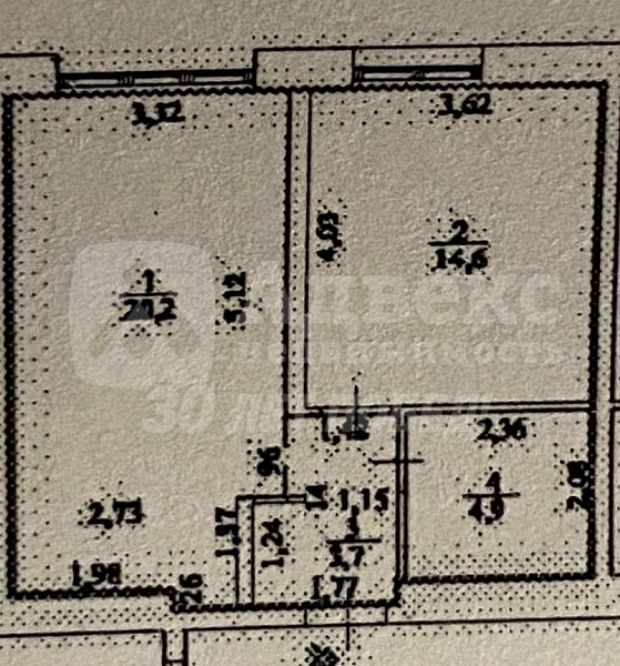 1-к квартира, 43 кв.м.