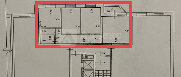 Квартира 3-комн., 72.5 м²