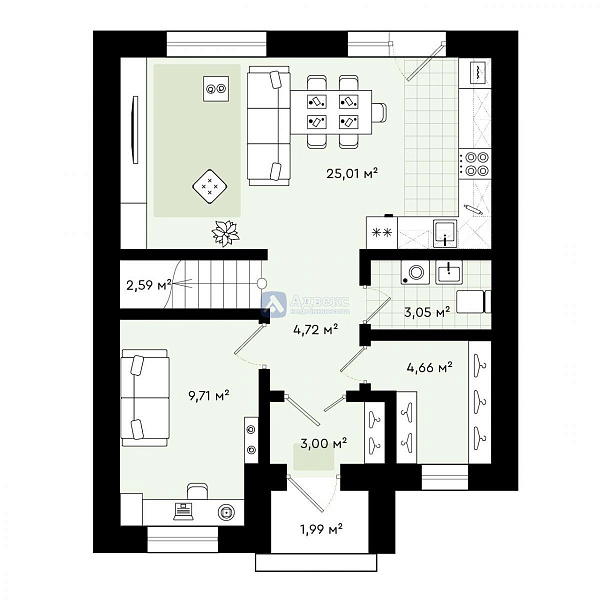 4-к квартира, 104 кв.м.