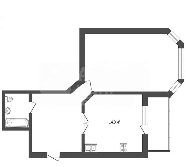 Квартира 1-комн., 50 м²