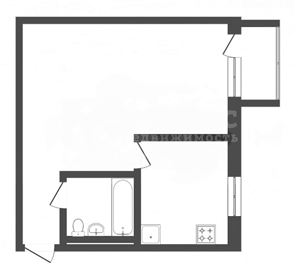 Квартира 1-комн., 30.5 м²
