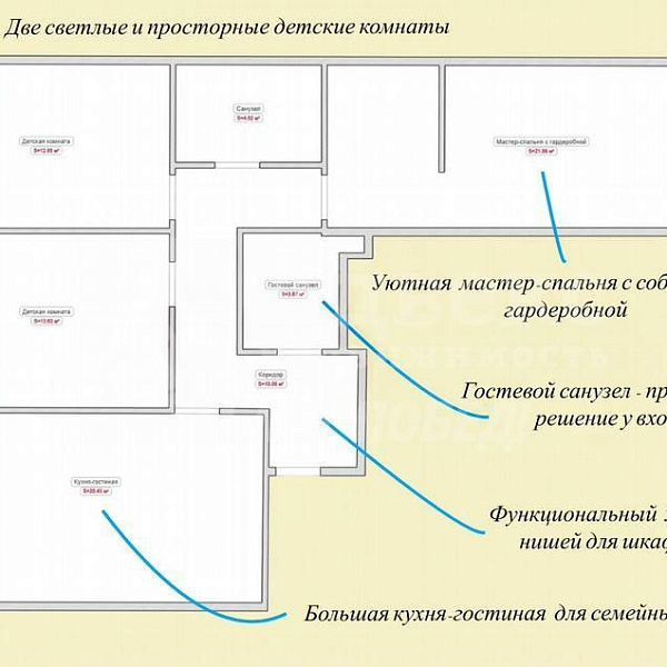Квартира 3-комн., 90 м²