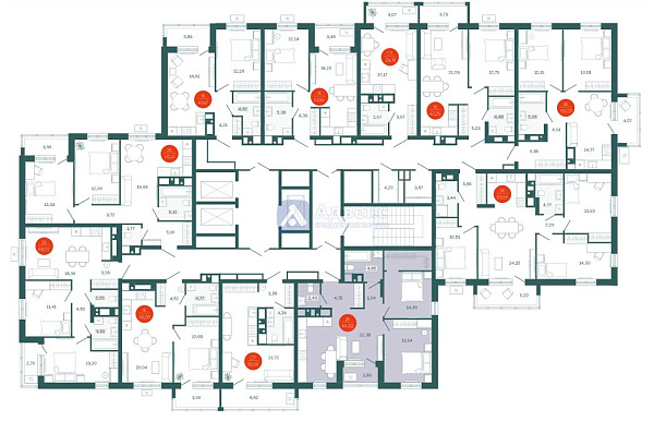 2-к квартира, 64 кв.м.