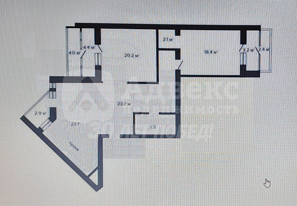 Квартира 2-комн., 93.4 м²