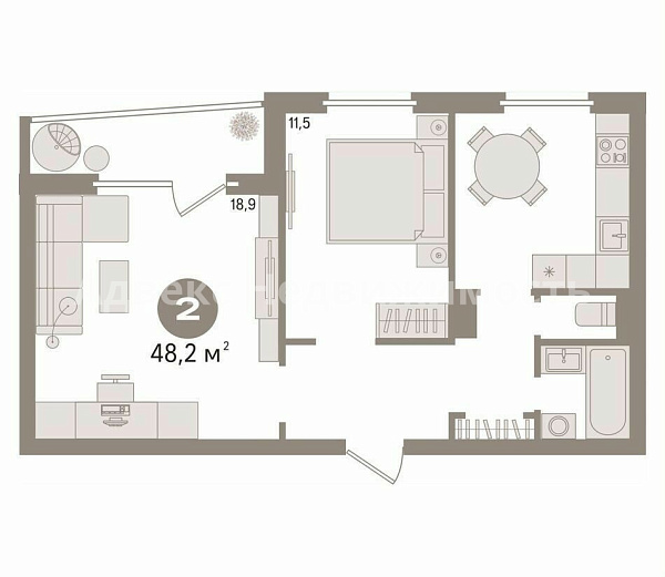 Квартира 2-комн., 48 м²