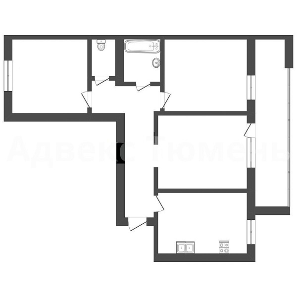 Квартира 3-комн., 75 м² Квартира 3-комн., 75 м²