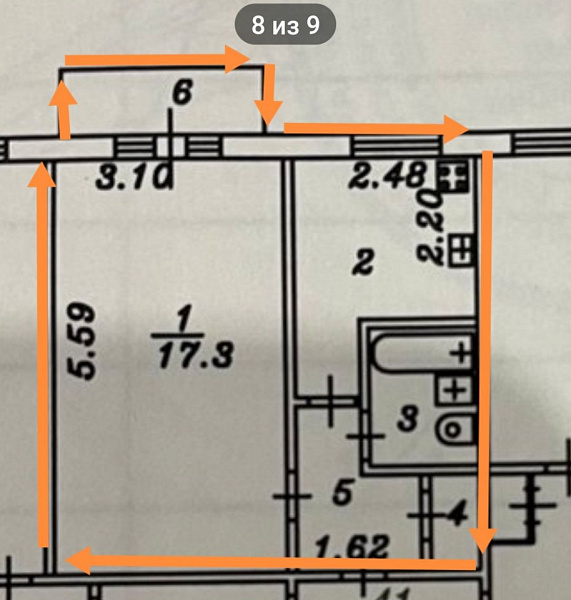 Квартира 1-комн., 30.6 м²