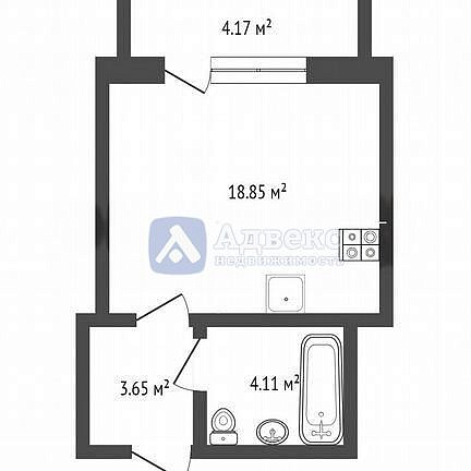 Квартира студия, 26.8 м² Квартира студия, 26.8 м²