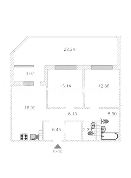 2-к квартира, 64 кв.м.