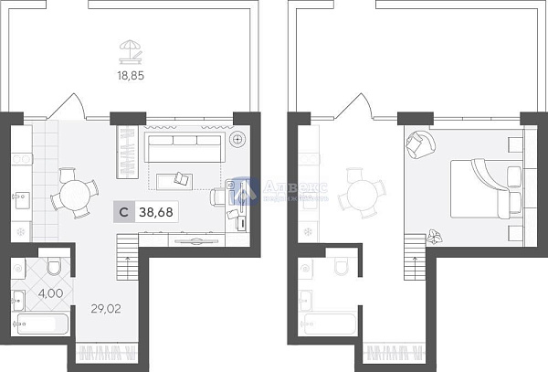 Студия в новостройке, 51 кв.м.