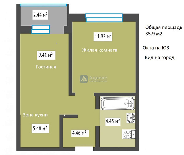 1-к квартира, 35 кв.м. 1-к квартира, 35 кв.м.