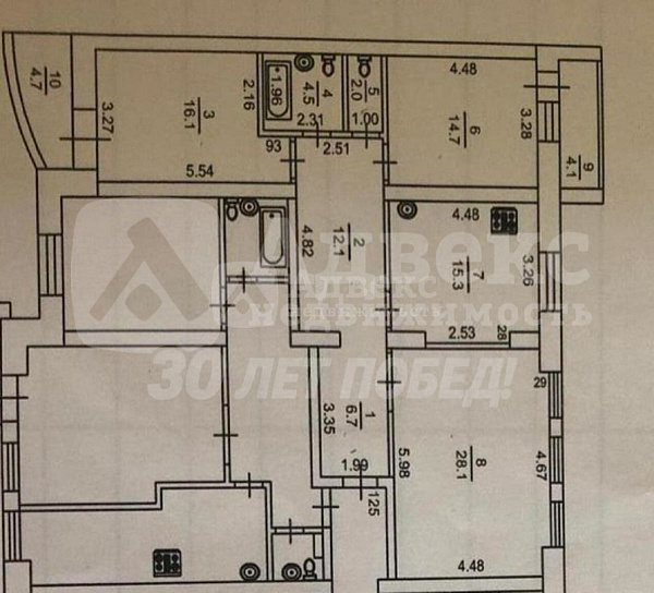 3-к квартира, 99 кв.м.