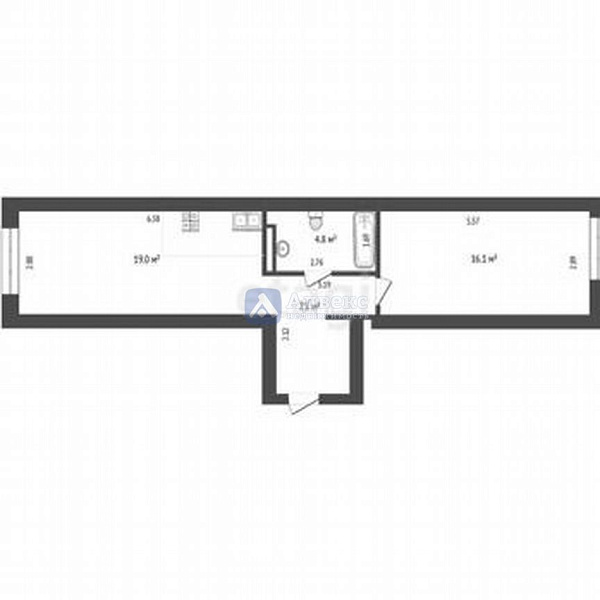 1-к квартира, 47 кв.м.