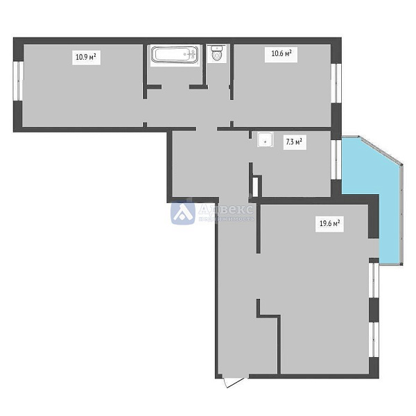 3-к квартира, 70 кв.м.