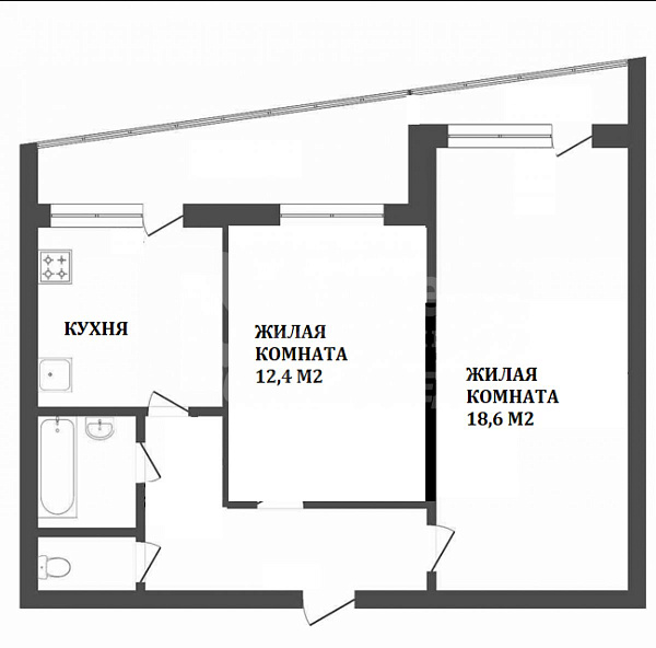 Квартира 2-комн., 50.6 м²