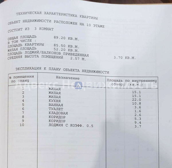 3-к квартира, 89 кв.м.