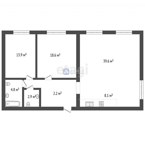 3-к квартира, 99 кв.м.
