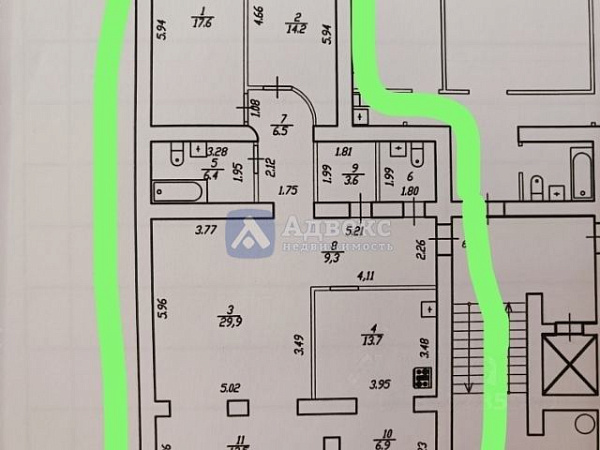 Квартира 3-комн., 124.2 м²