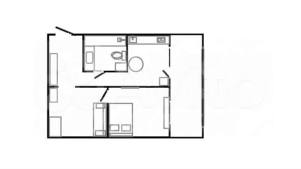 1-к квартира, 38 кв.м.