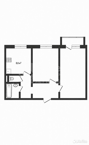 Квартира 2-комн., 50.1 м²