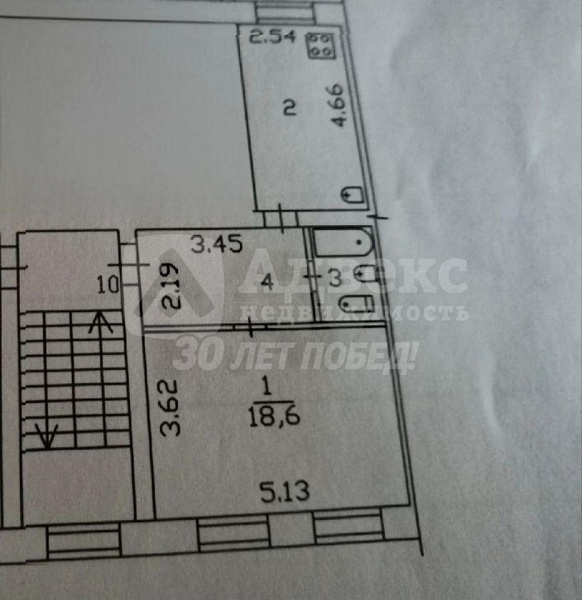 1-к квартира, 40 кв.м.