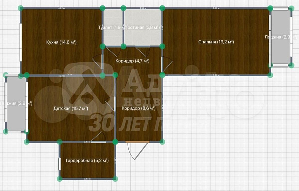 Квартира 2-комн., 72.5 м²