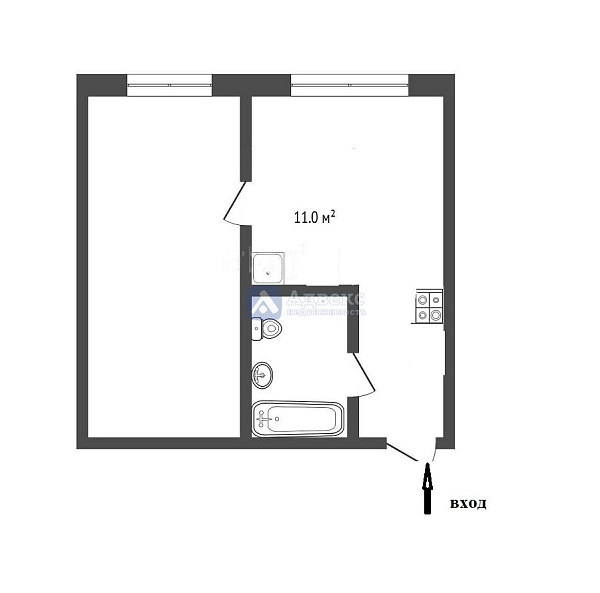 Квартира 2-комн., 26.5 м²