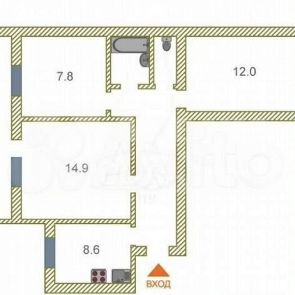 3-к квартира, 61 кв.м.