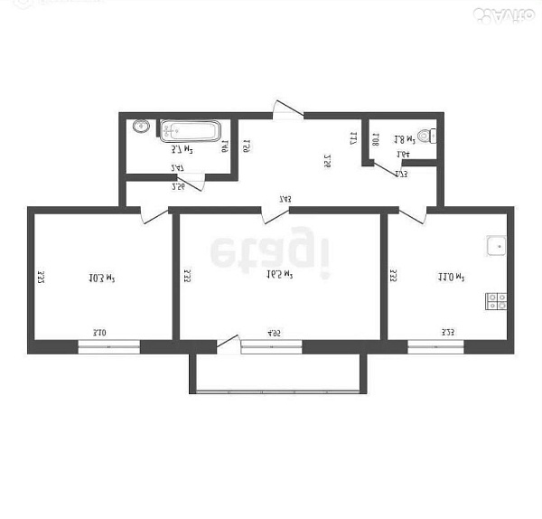 Квартира 2-комн., 55.1 м²
