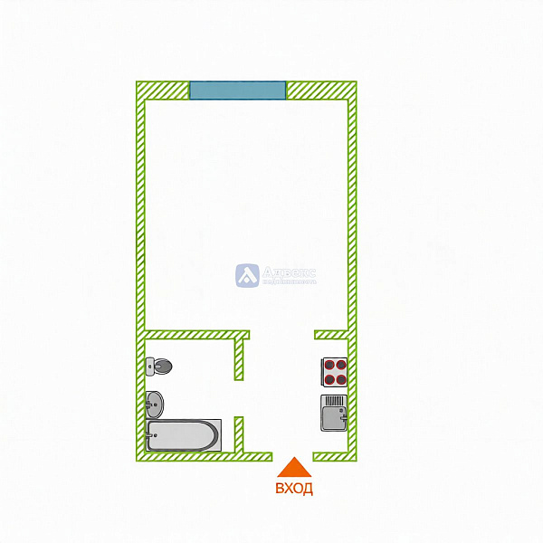 Квартира студия, 16.2 м²