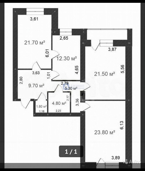 Квартира 3-комн., 101.2 м²