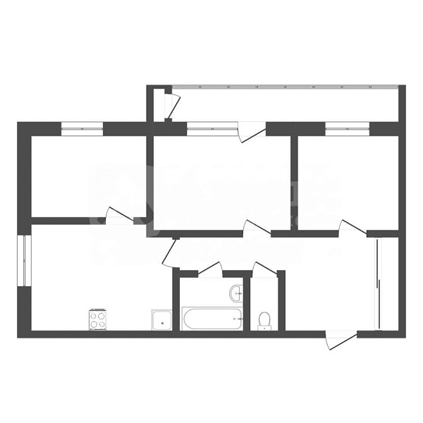 Квартира 3-комн., 62.8 м²