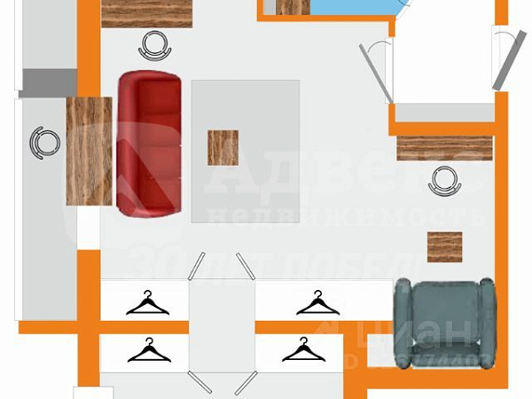 2-к квартира, 54 кв.м.