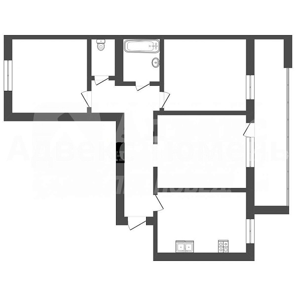3-к квартира, 75 кв.м.