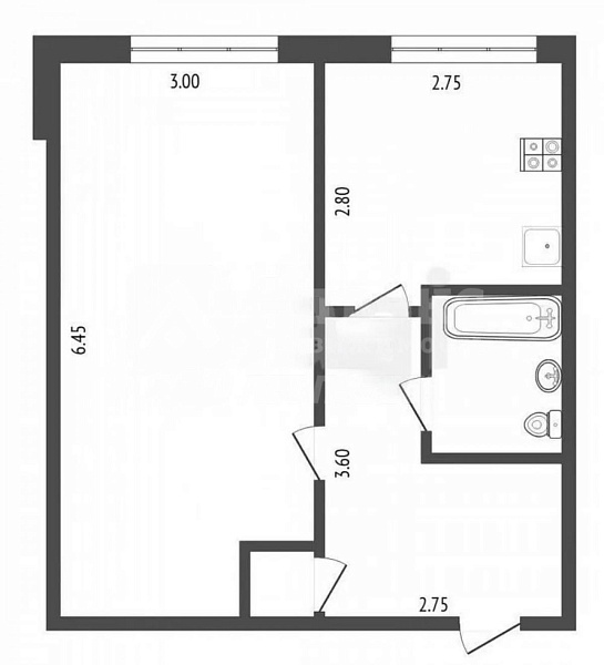 Квартира 1-комн., 36.1 м²