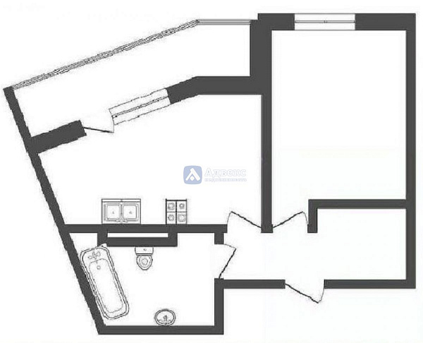 Квартира 1-комн., 46.4 м²