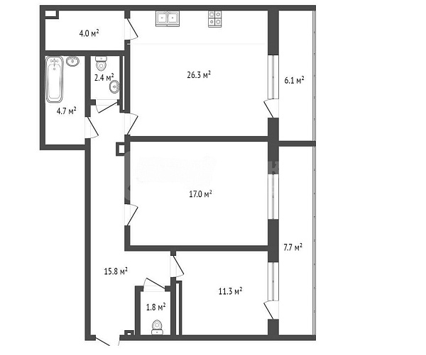 Квартира 2-комн., 81.5 м²