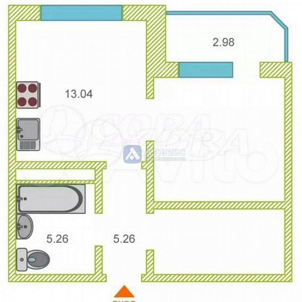 Квартира 1-комн., 39.4 м²