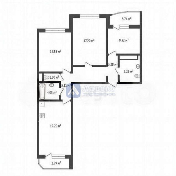 3-к квартира, 83 кв.м.