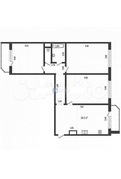 3-к квартира, 90 кв.м.